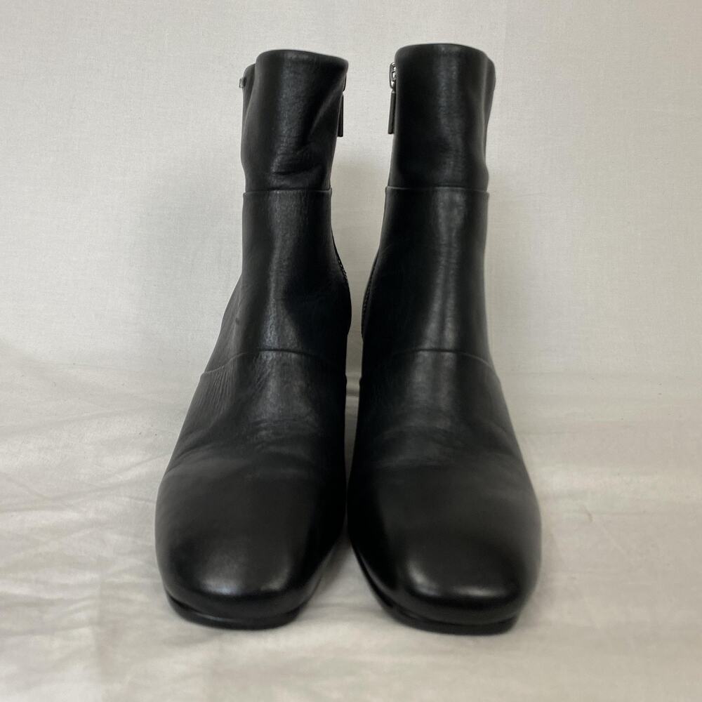 Vintage 90s Kenneth Cole Square Toe Ankle Boots 7.5 Black Leather Chunky Heel - Picture 5 of 15